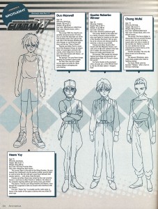 Mobile suit gundam wing article character model sheets